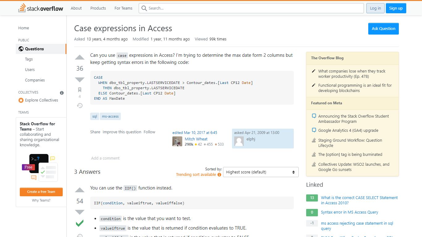 sql - Case expressions in Access - Stack Overflow